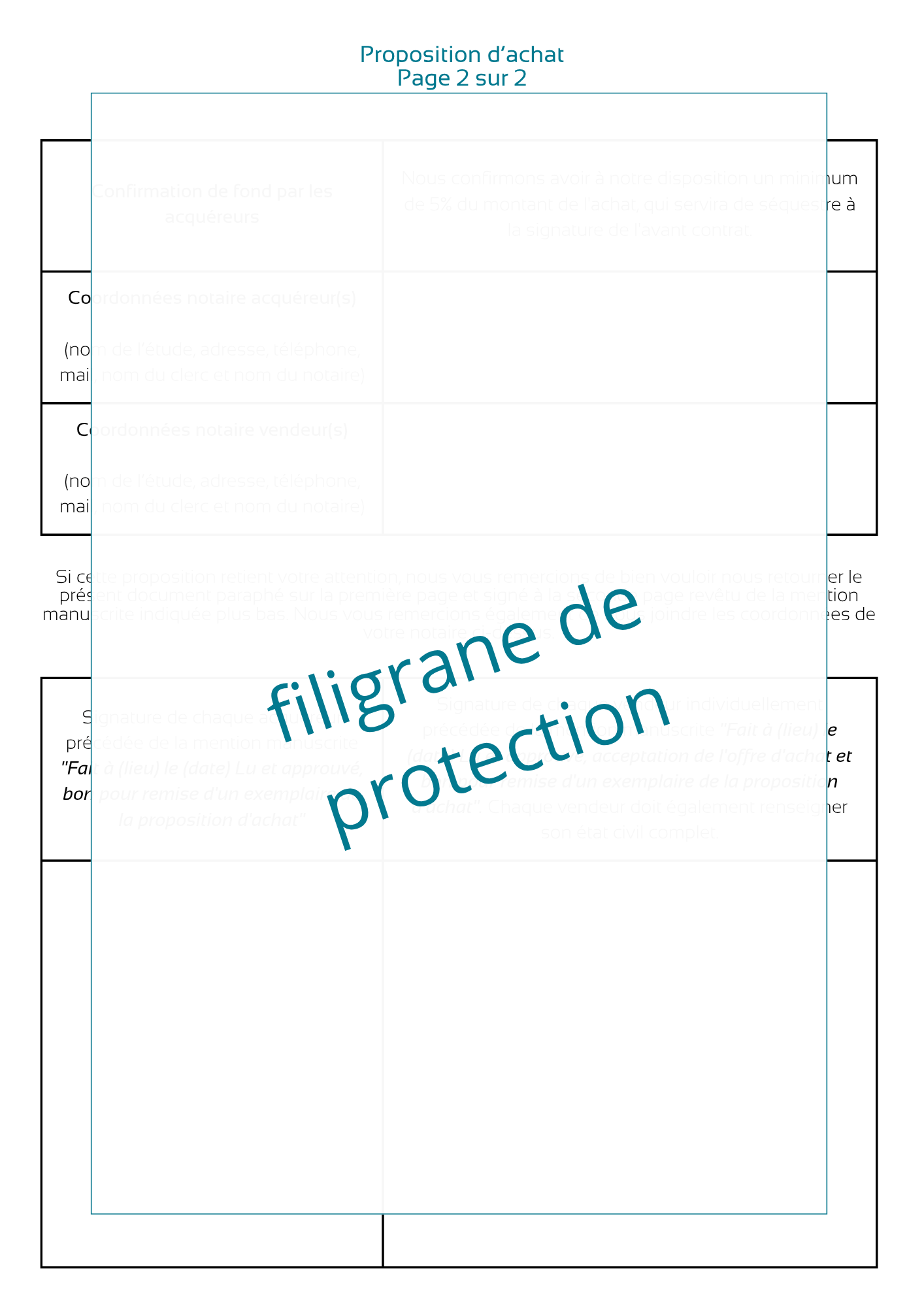 Offre d'achat immobilier